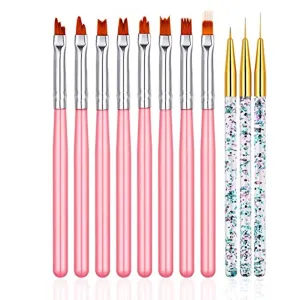 FULINJOY 11 Pcs Nail Art Brush Set, UV Gel Painting Pen Nail Flower Painting Brush Gel Gradient Nail Painting Design Pen, Nail Liner Brushes