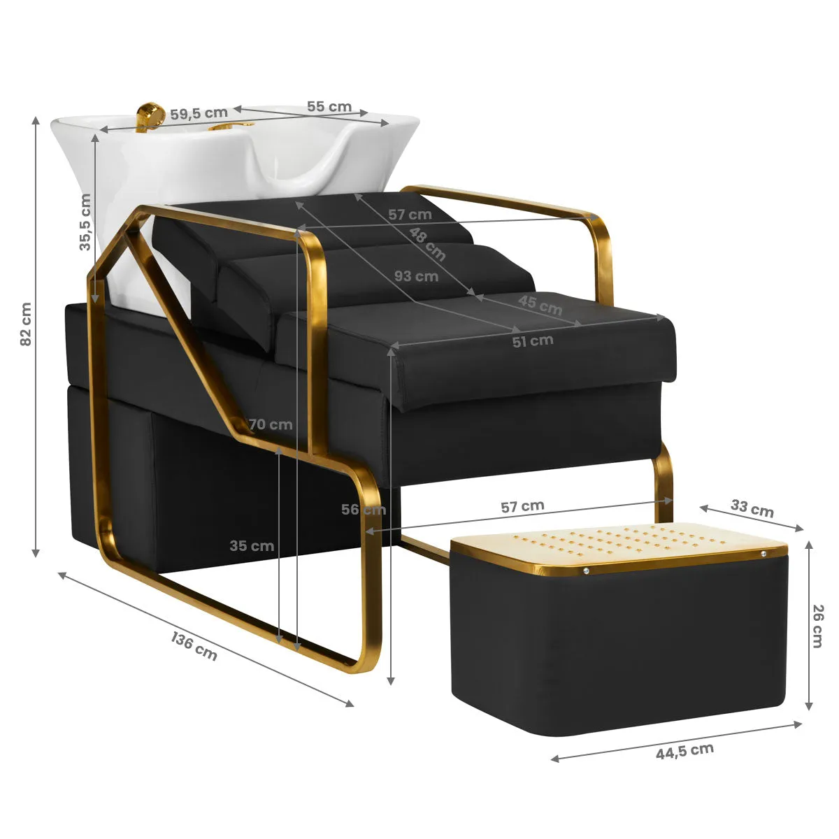 Gabbiano Hair Wash Unit Emma Black Gold