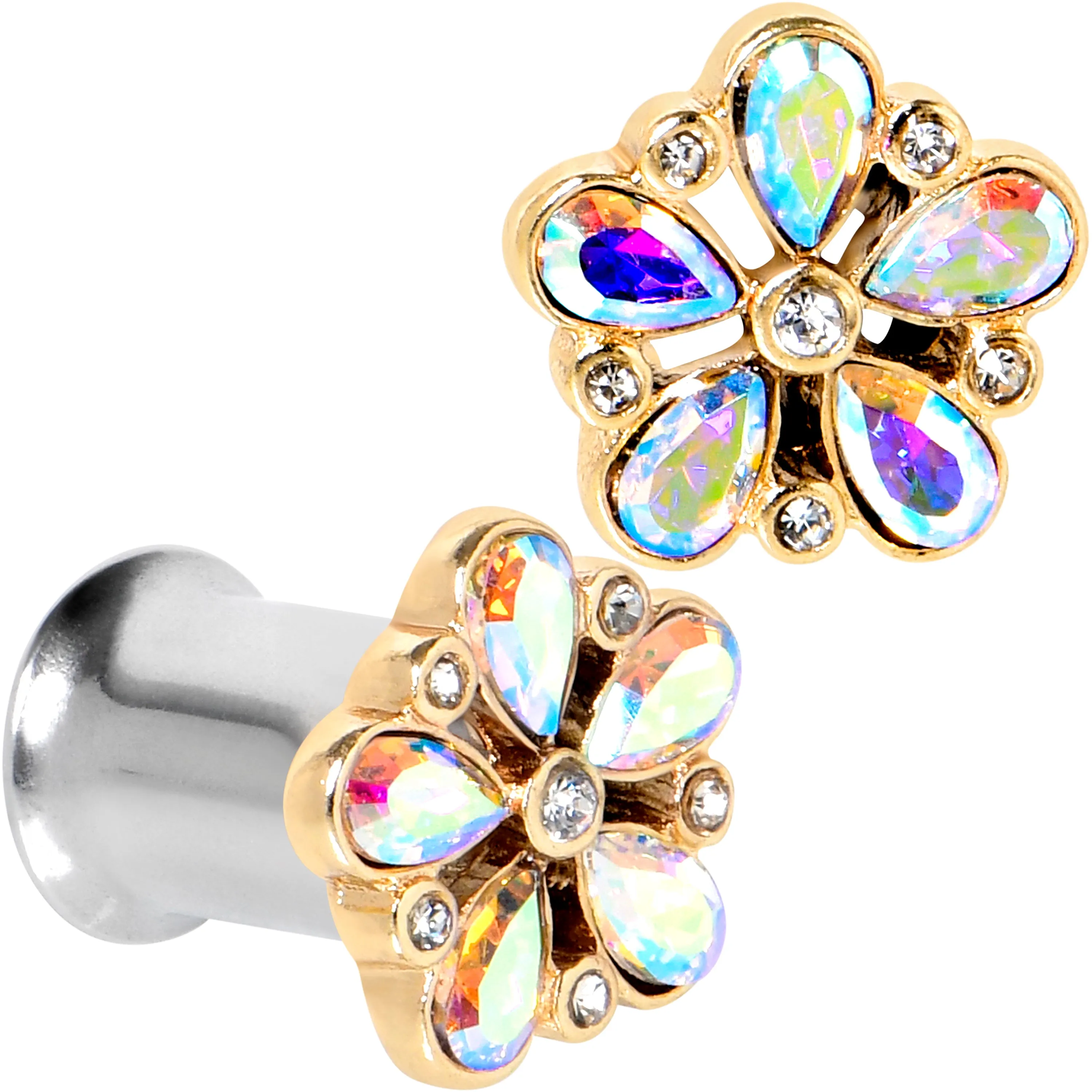 Gem Filigree Flower Fantasy Double Flare Plug Set Sizes 6mm to 25mm