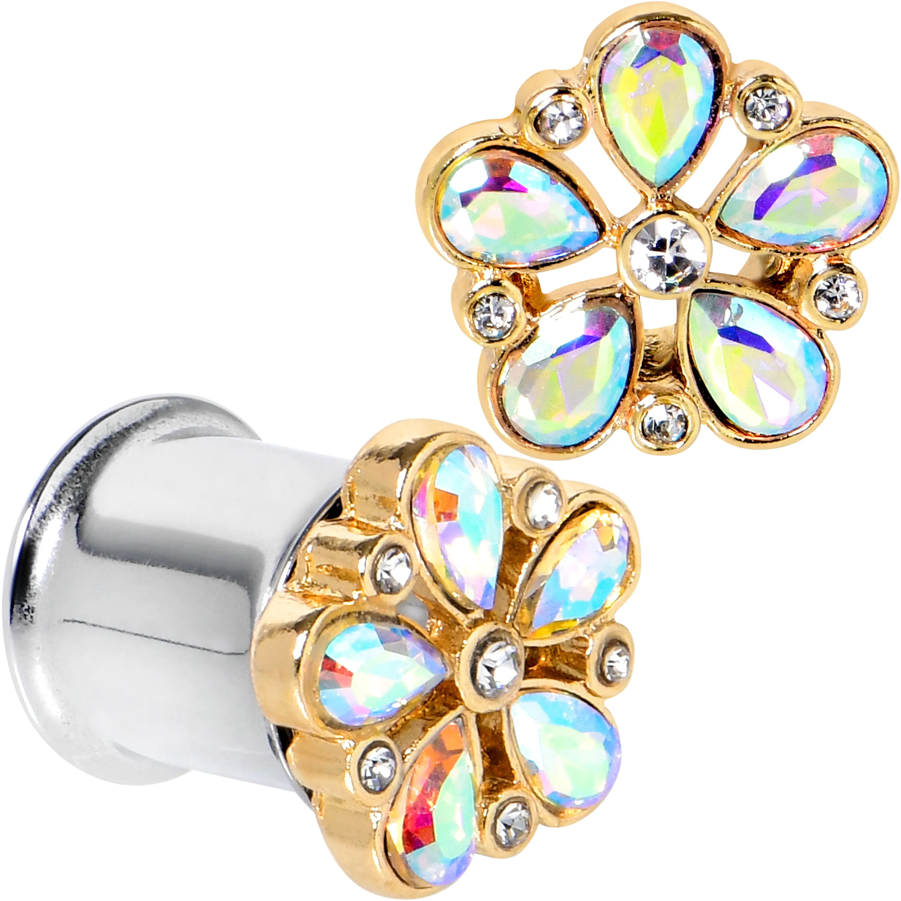 Gem Filigree Flower Fantasy Double Flare Plug Set Sizes 6mm to 25mm