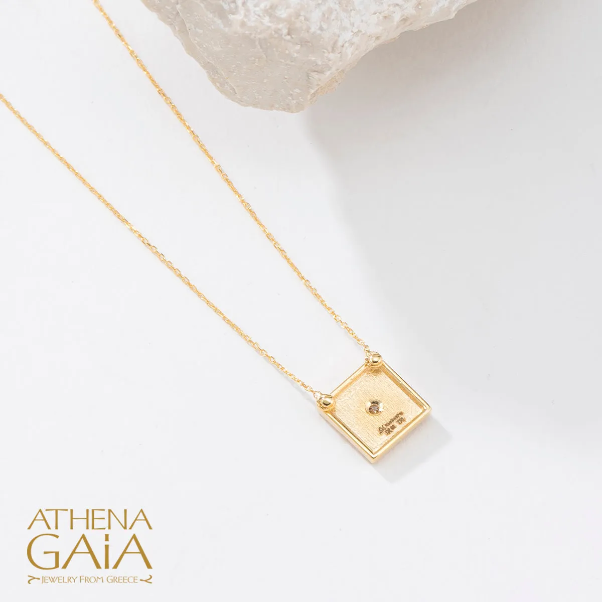 Geometric Square Diamond Center Necklace