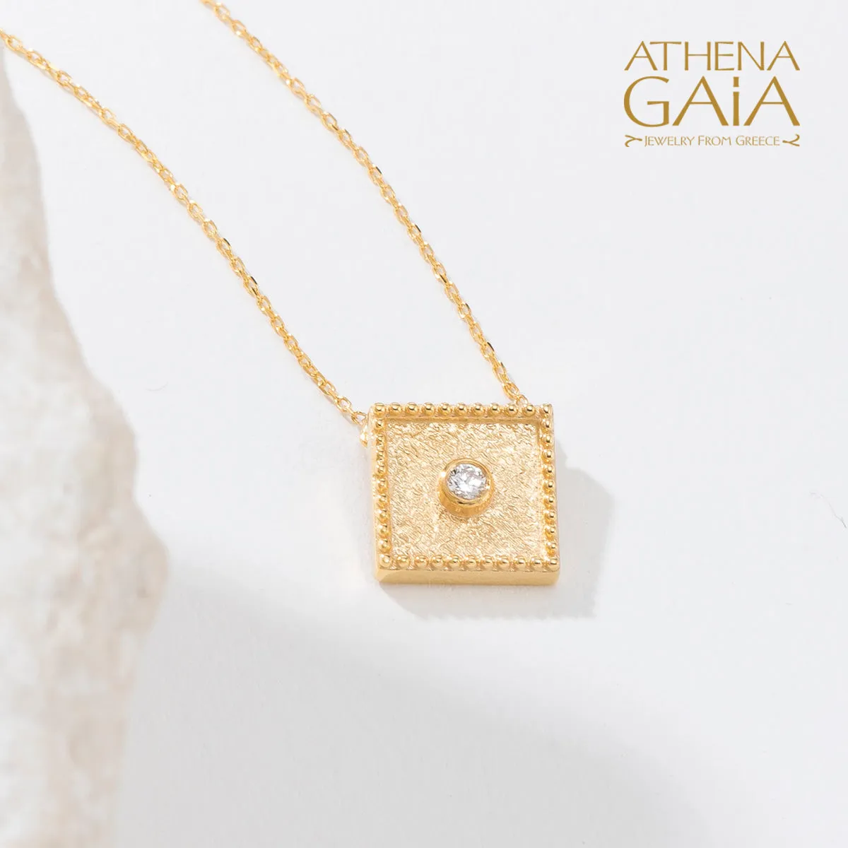 Geometric Square Diamond Center Necklace