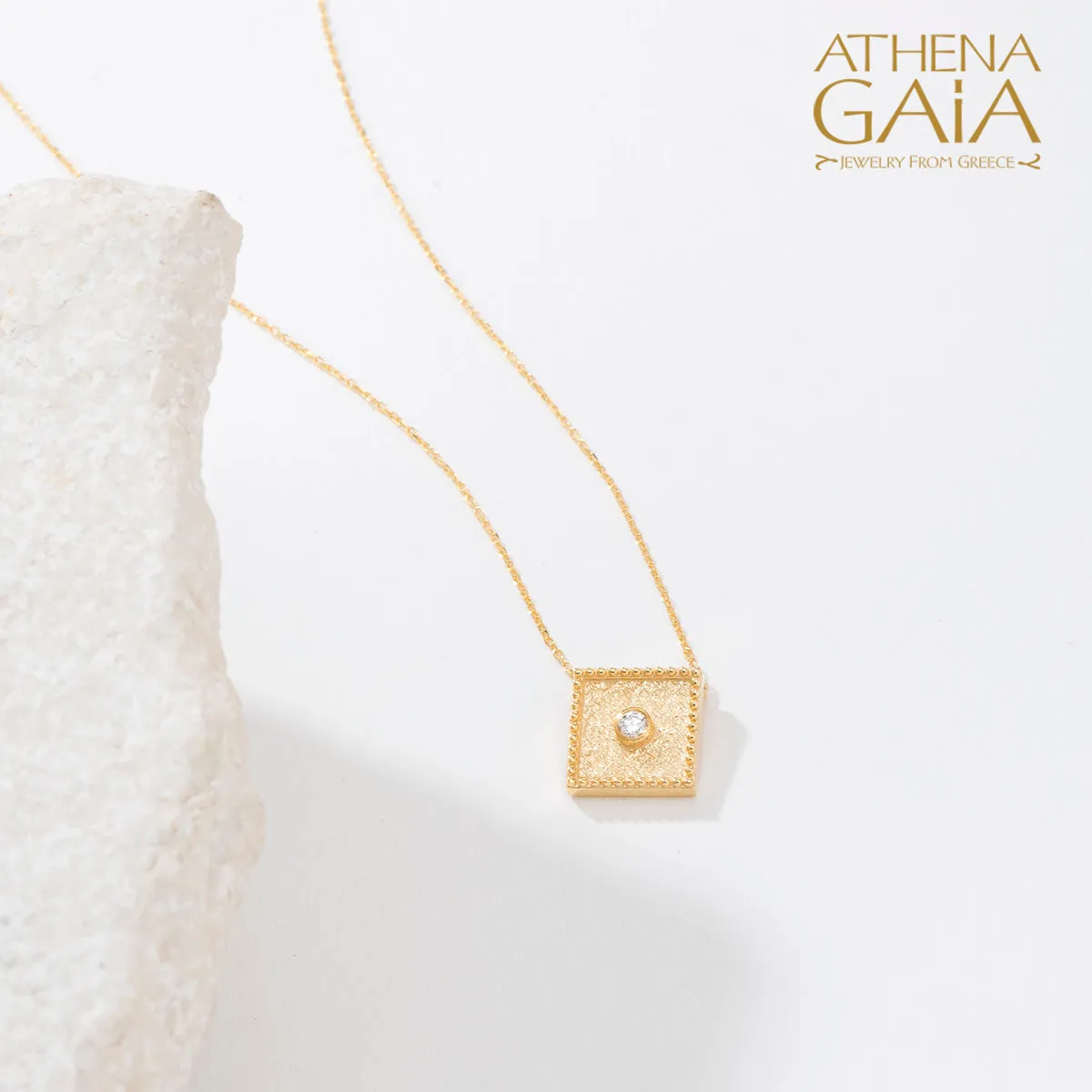 Geometric Square Diamond Center Necklace