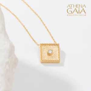 Geometric Square Diamond Center Necklace