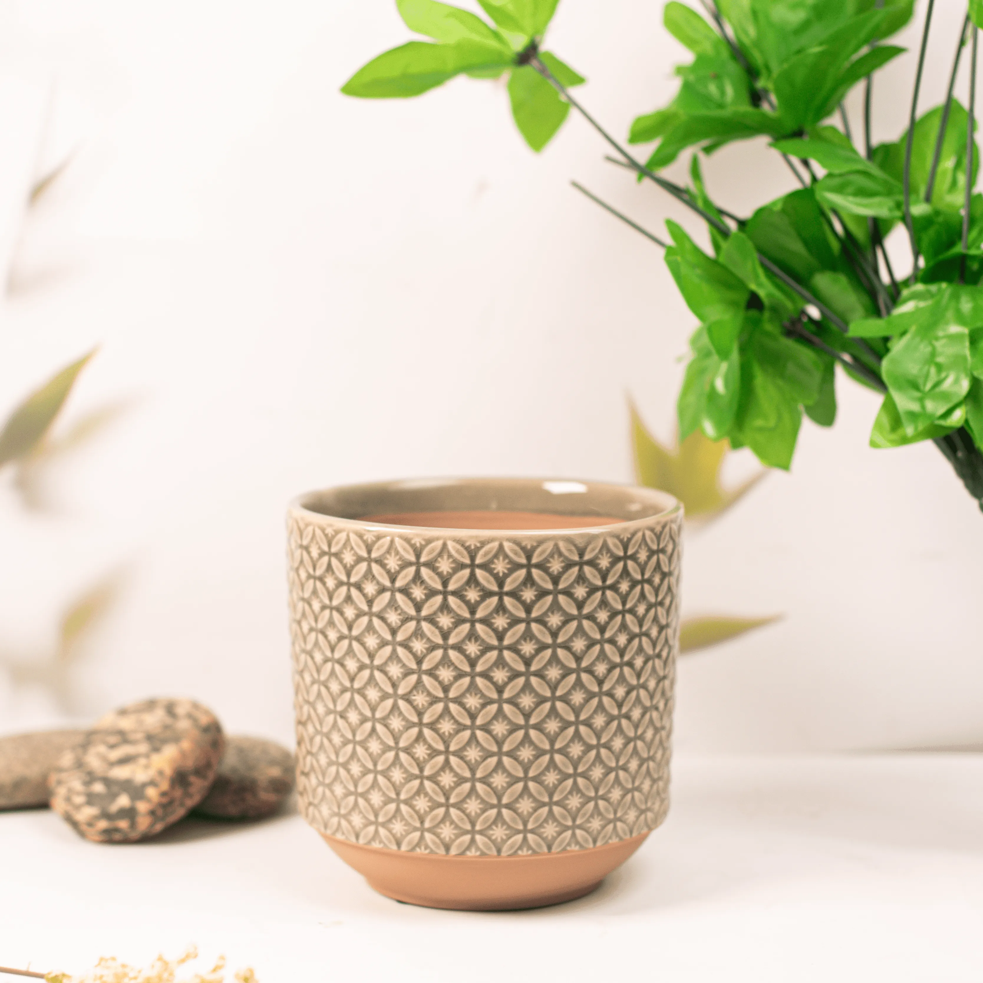 Grey Hive Ceramic Plant Pot