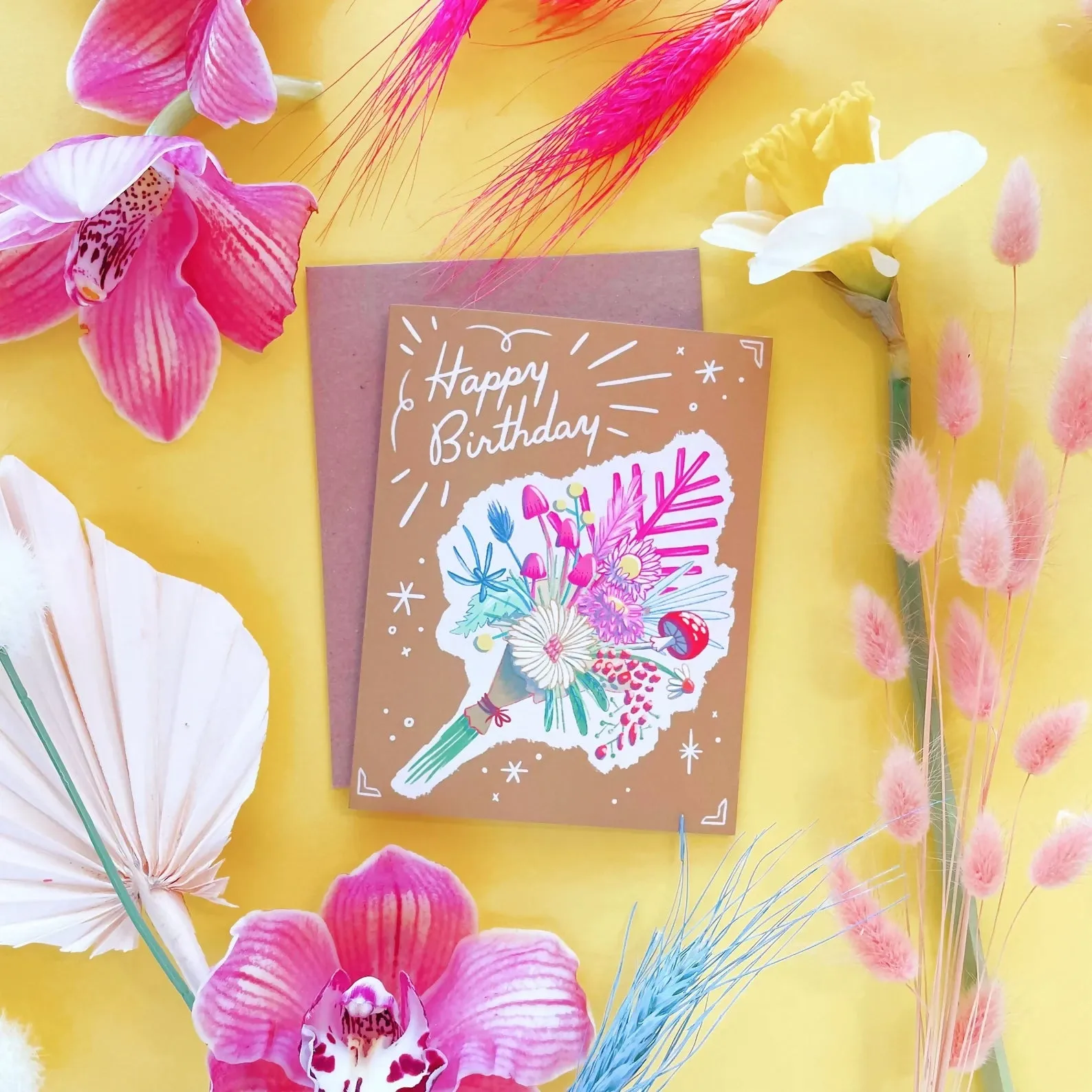 Happy Birthday Flowers Greeting Card