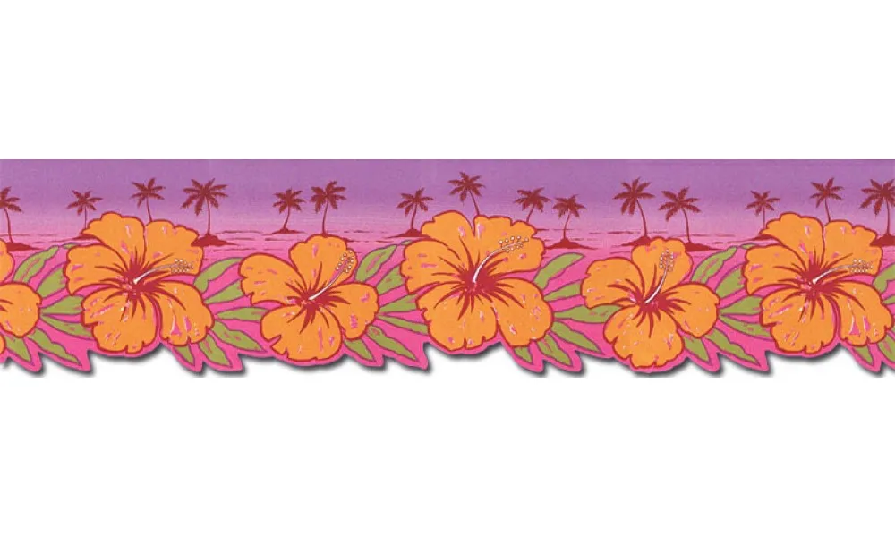 Hibiscus Flowers TW38032DB Wallpaper Border