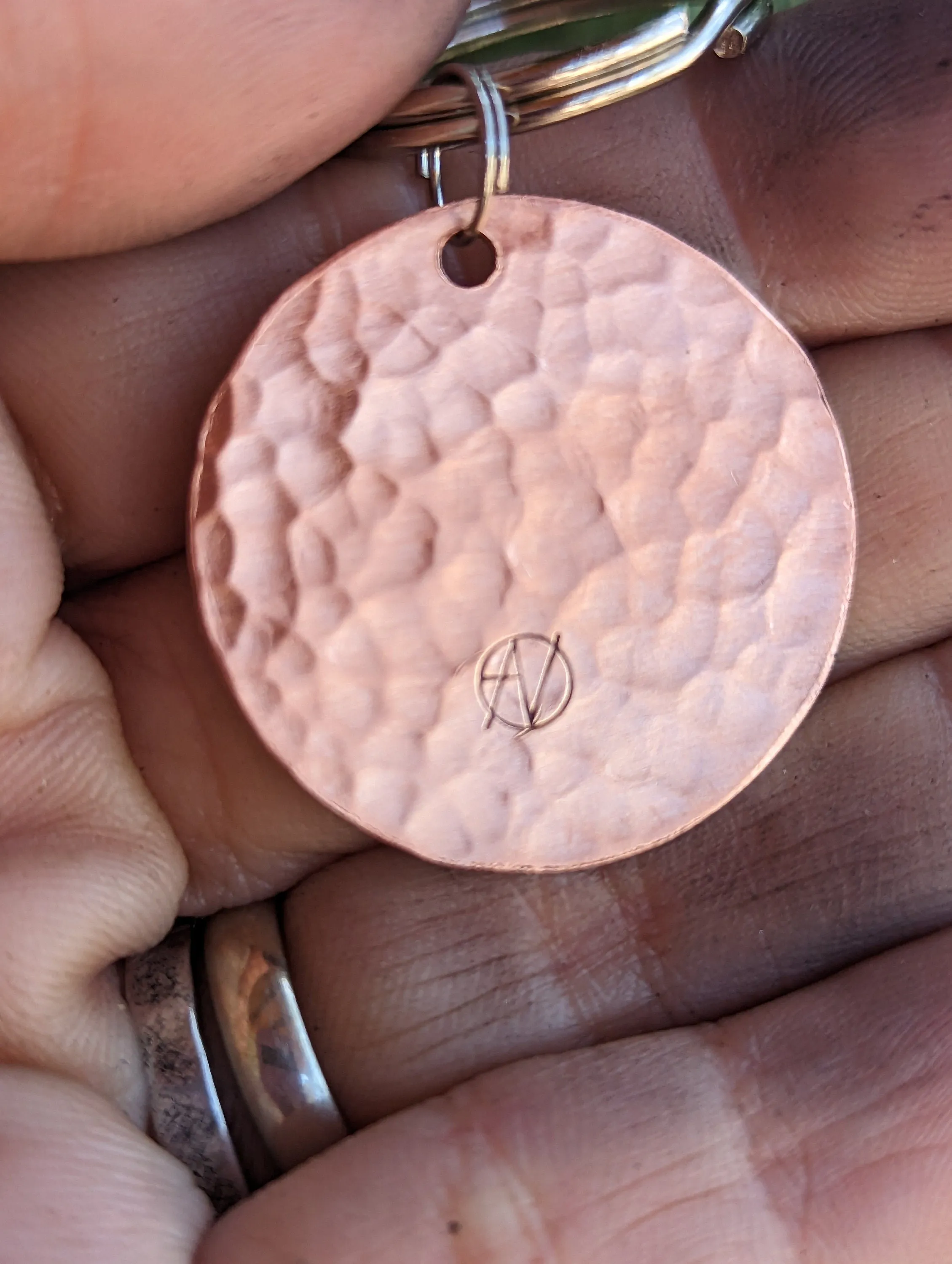 Horse and flowers on a copper key ring