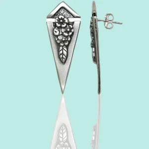 Israeli silver earrings 925 Sterling Silver Earrings with Flowers