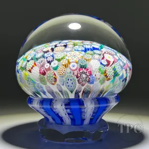 John Deacons 2018 Glass Art Paperweight Complex Closepack Millefiori Piedouche With Roses and Silhouettes