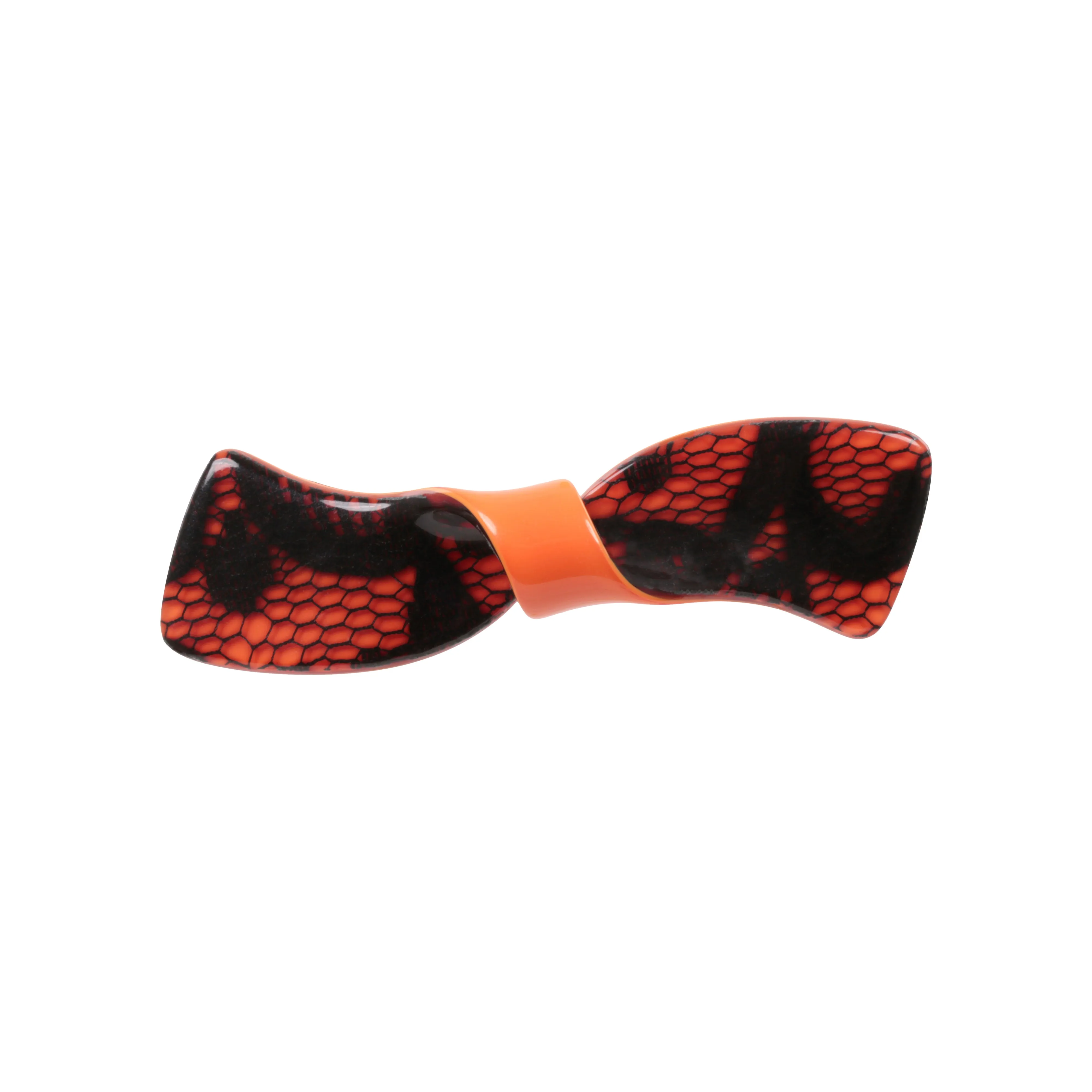 Julia Small Dentelle Orange Bow Hair Clip