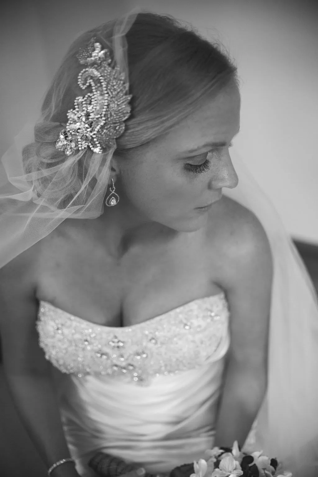 Juliet Cap Beaded Wedding Veil | Cathedral Length with Blusher