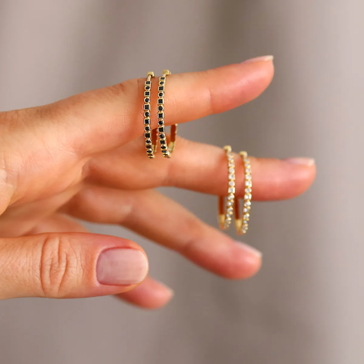 Kate Black Diamond Hoops