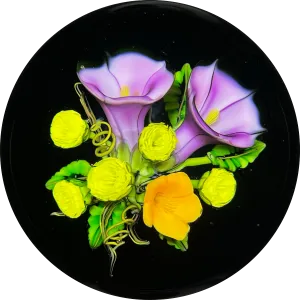 Ken Rosenfeld 2019 Flamework Morning Glory Bouquet on Black Ground
