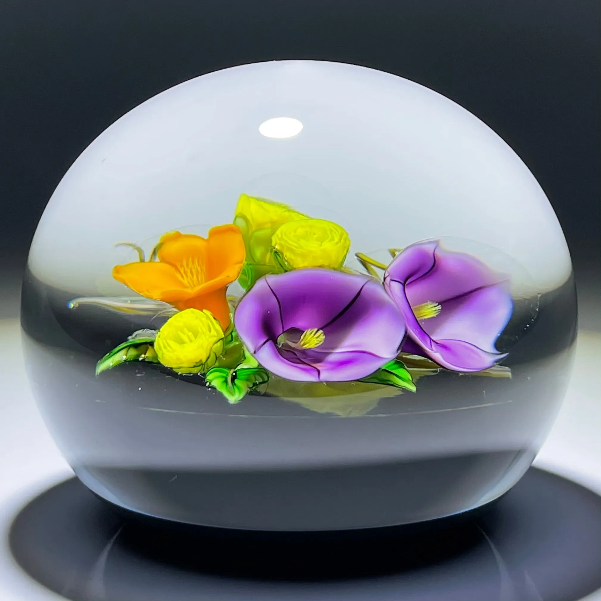 Ken Rosenfeld 2019 Flamework Morning Glory Bouquet on Black Ground