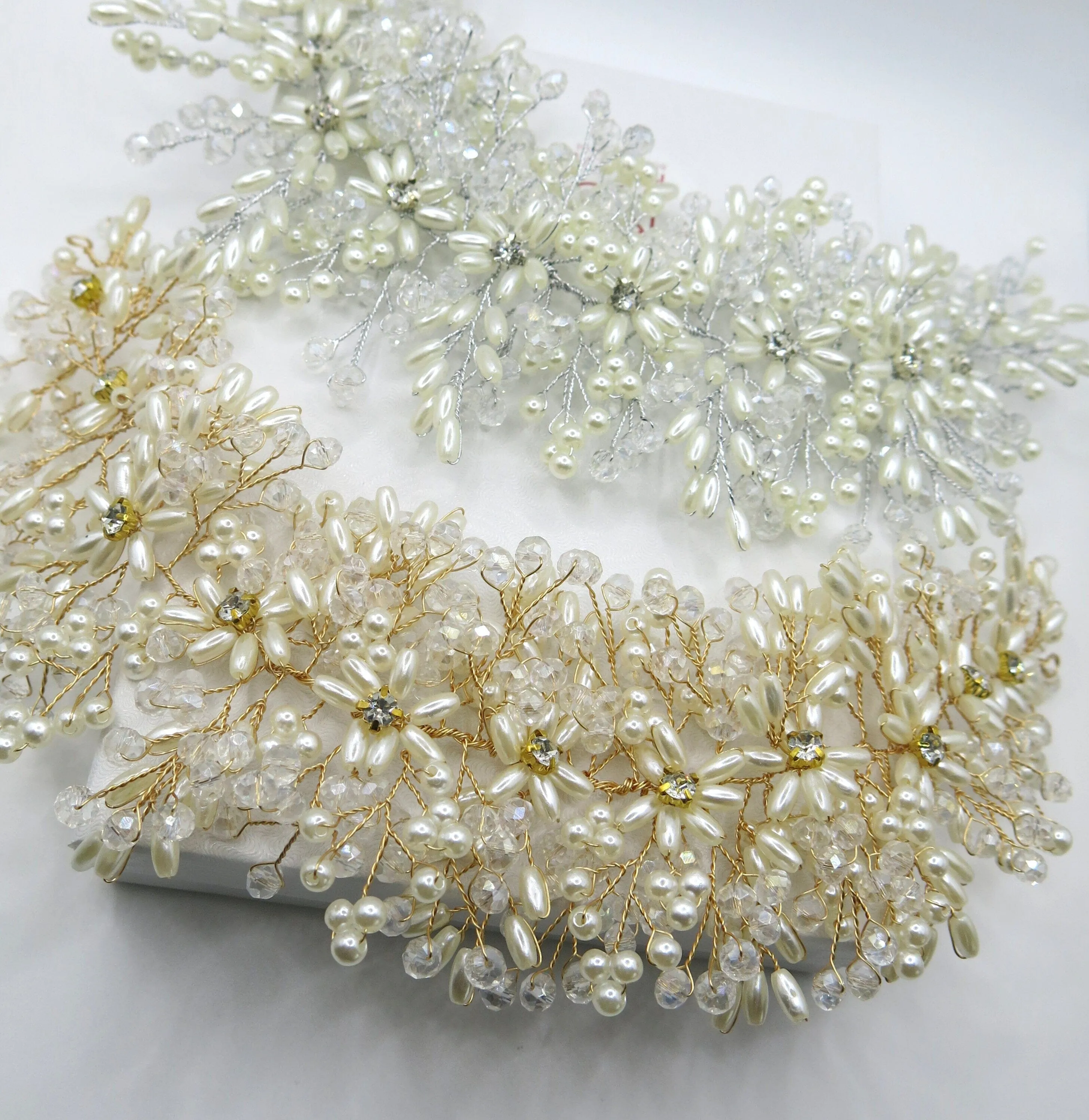 Large Pearl Flower Bridal Headband, Wedding Pearl Head Wreath, Bridal Floral Hair Vine or Dangle Earrings for Bride