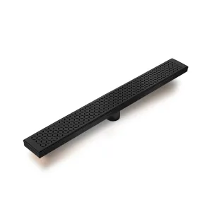 Lotus Delmar Standard Length Plain Edge Linear Shower Drain - Floor Mount - 24" Stainless Steel/Black