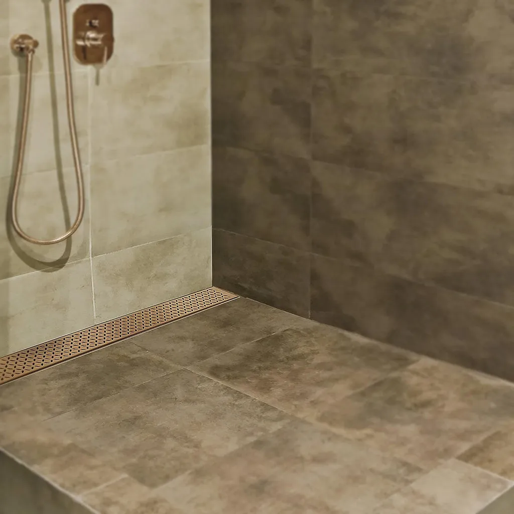 Lotus Delmar Standard Length Plain Edge Linear Shower Drain - Floor Mount - 36" Stainless Steel/Bronze