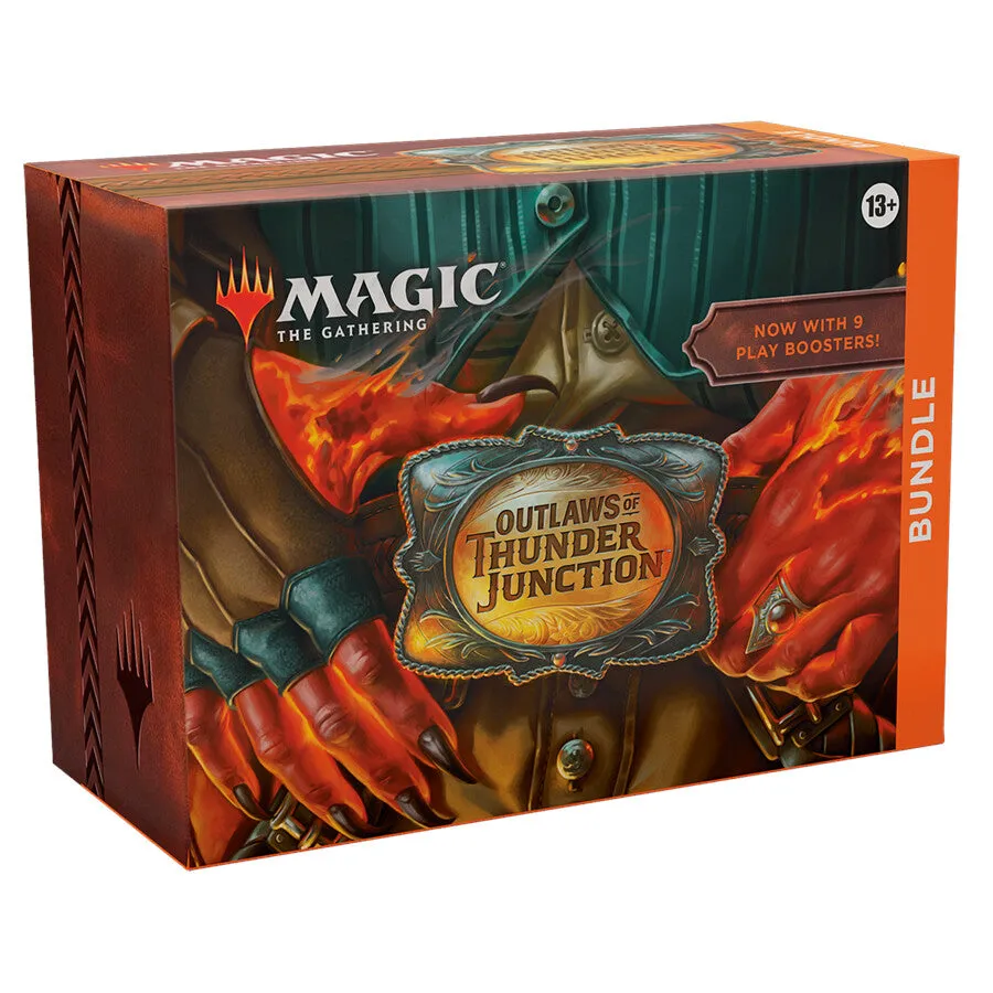 Magic: The Gathering Outlaws of Thunder Junction Bundle - 9 Play Boosters, 30 Land cards   Exclusive Accessories