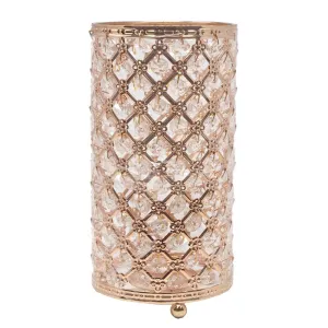 Metal Crystal Candle Holder with Hanging Beads, 9-1/2-Inch
