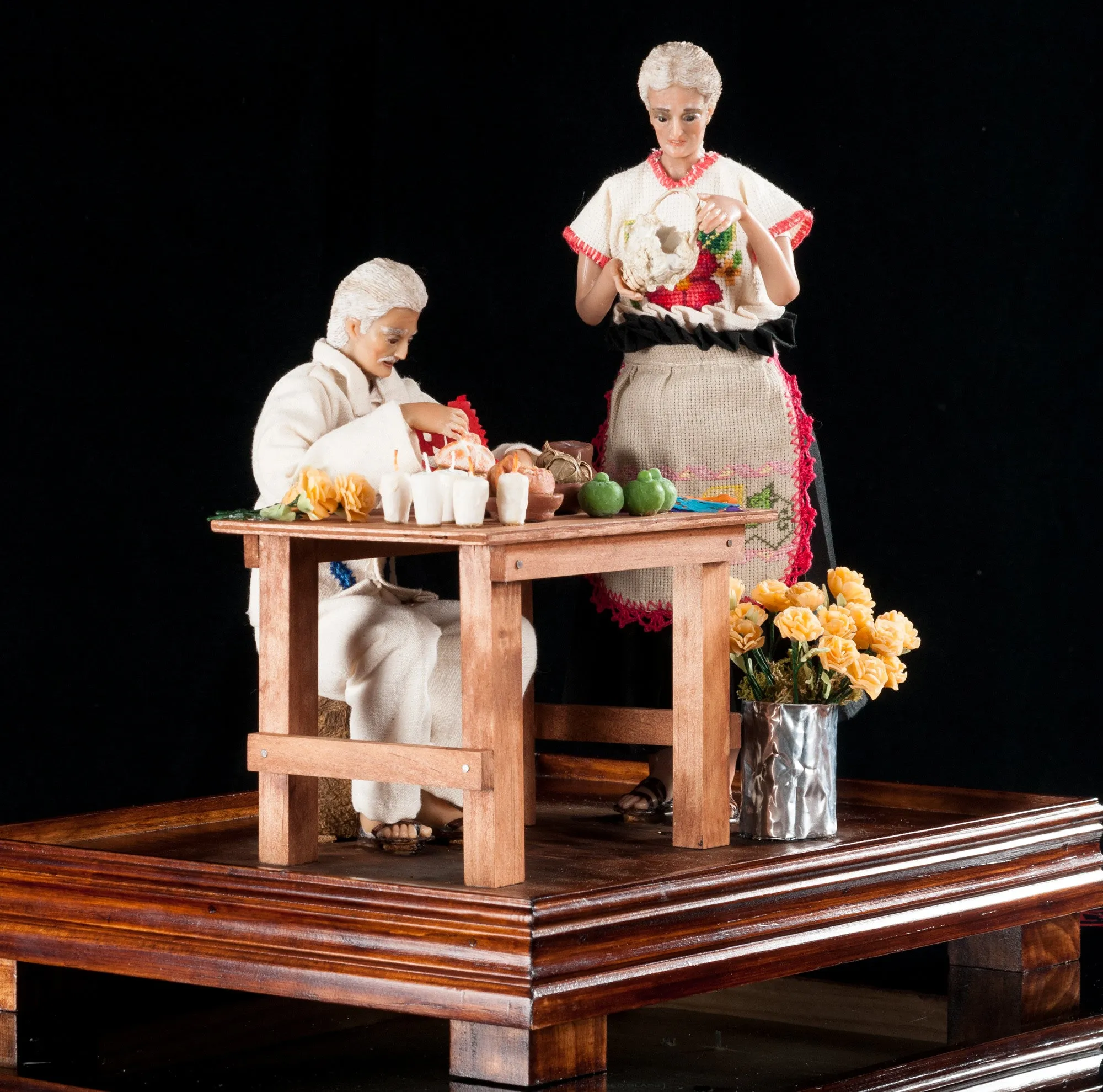 Mexican Art Wax Sculpture Couple Making day of the Dead Altar