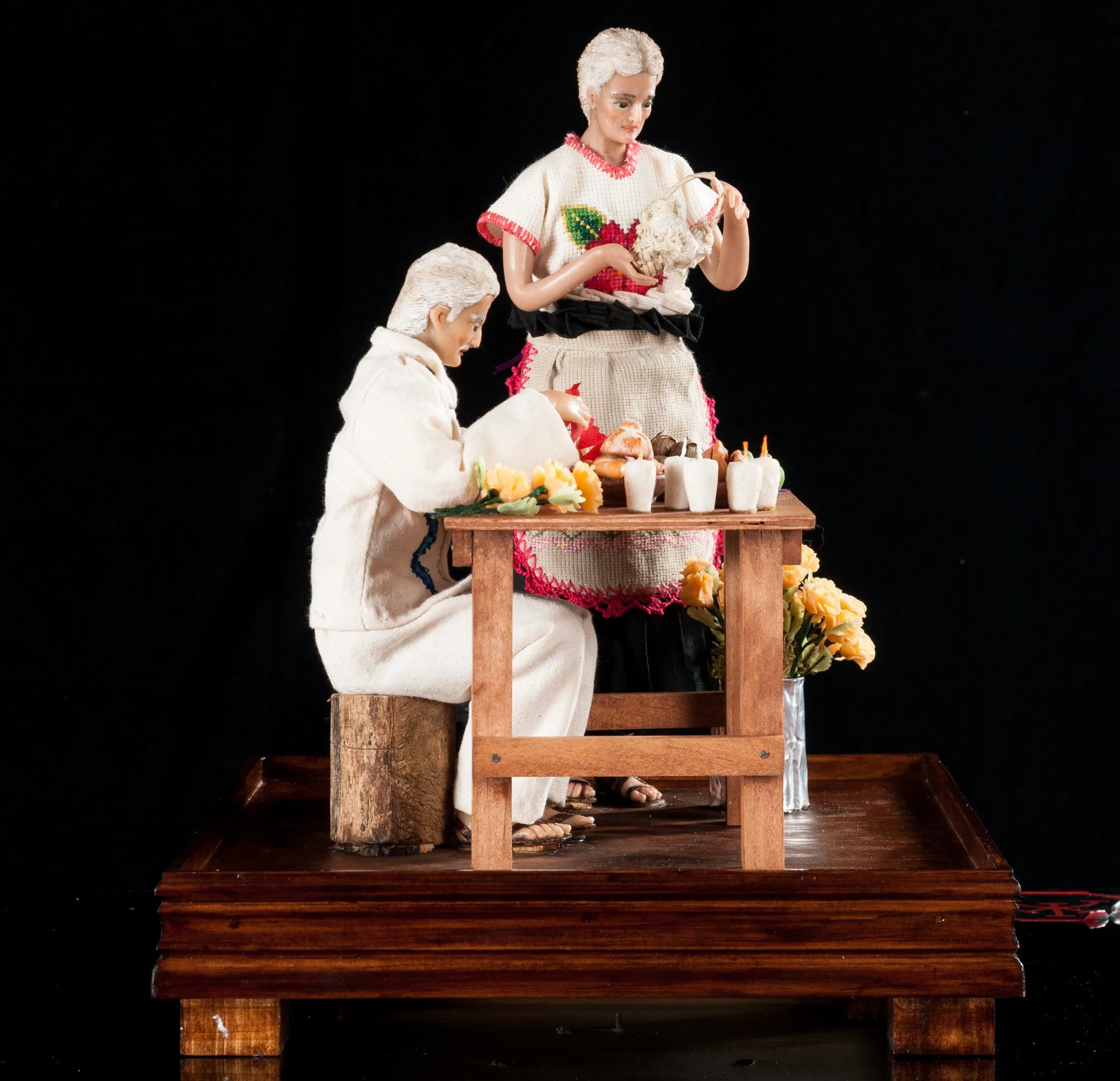 Mexican Art Wax Sculpture Couple Making day of the Dead Altar