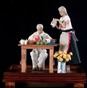 Mexican Art Wax Sculpture Couple Making day of the Dead Altar