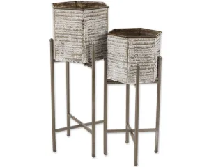 Modern farmhouse metal plant stand set