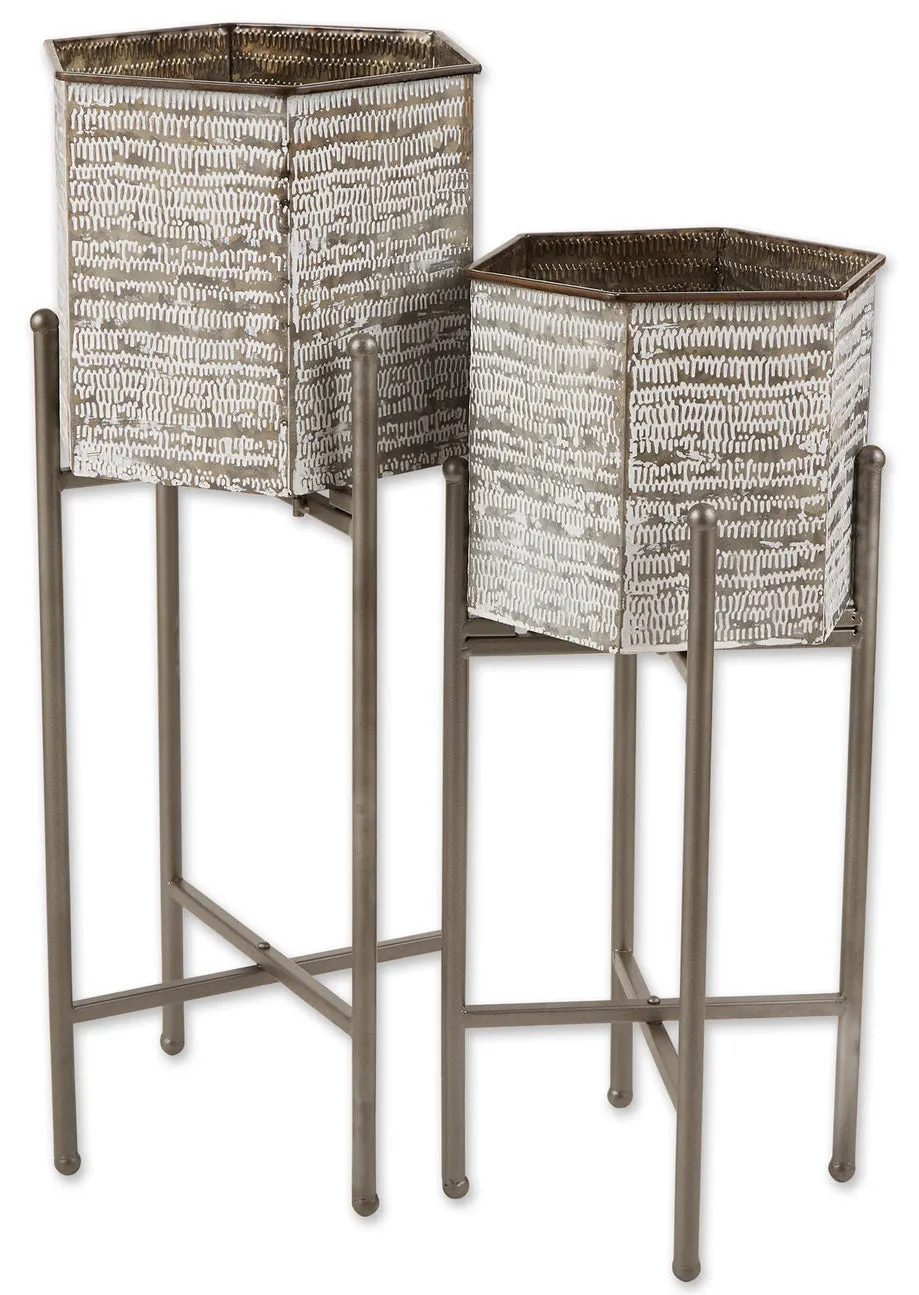 Modern farmhouse metal plant stand set