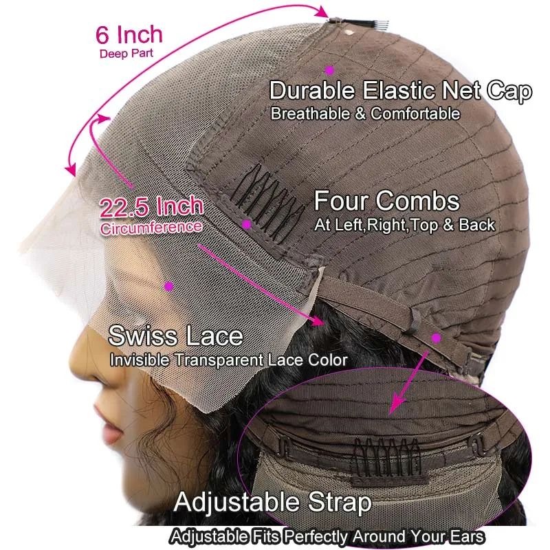 Modern Show Black 180 Density Pre Plucked 13x6 HD Transparent Lace Front Wigs Human Hair