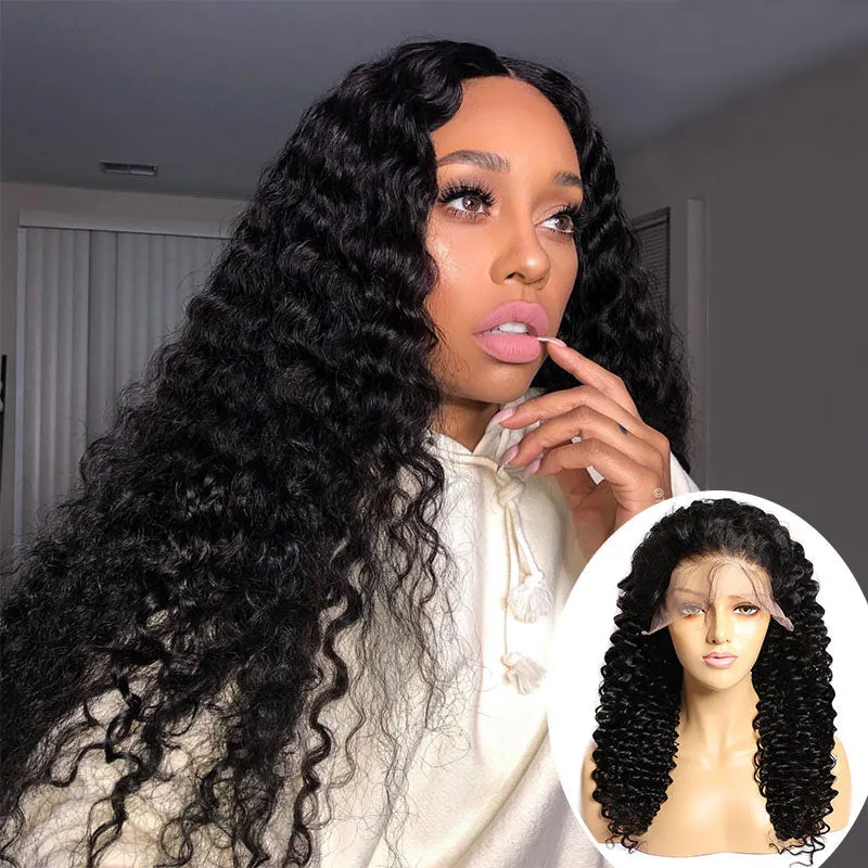 Modern Show Black 180 Density Pre Plucked 13x6 HD Transparent Lace Front Wigs Human Hair
