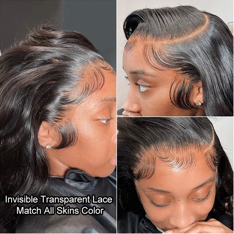 Modern Show Black 180 Density Pre Plucked 13x6 HD Transparent Lace Front Wigs Human Hair