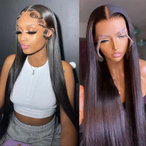 Modern Show Black 180 Density Pre Plucked 13x6 HD Transparent Lace Front Wigs Human Hair