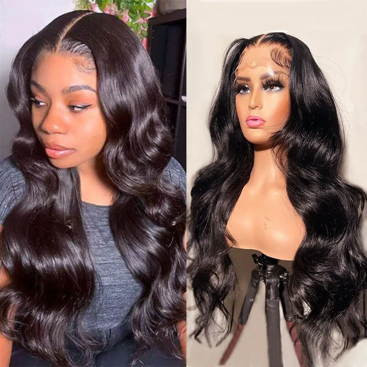 Modern Show Black 180 Density Pre Plucked 13x6 HD Transparent Lace Front Wigs Human Hair