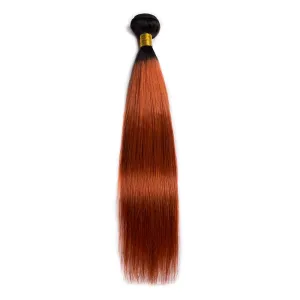 Modern Show Black Roots Dark Ginger Hair Straight Brazilian Human Hair 1 Bundle