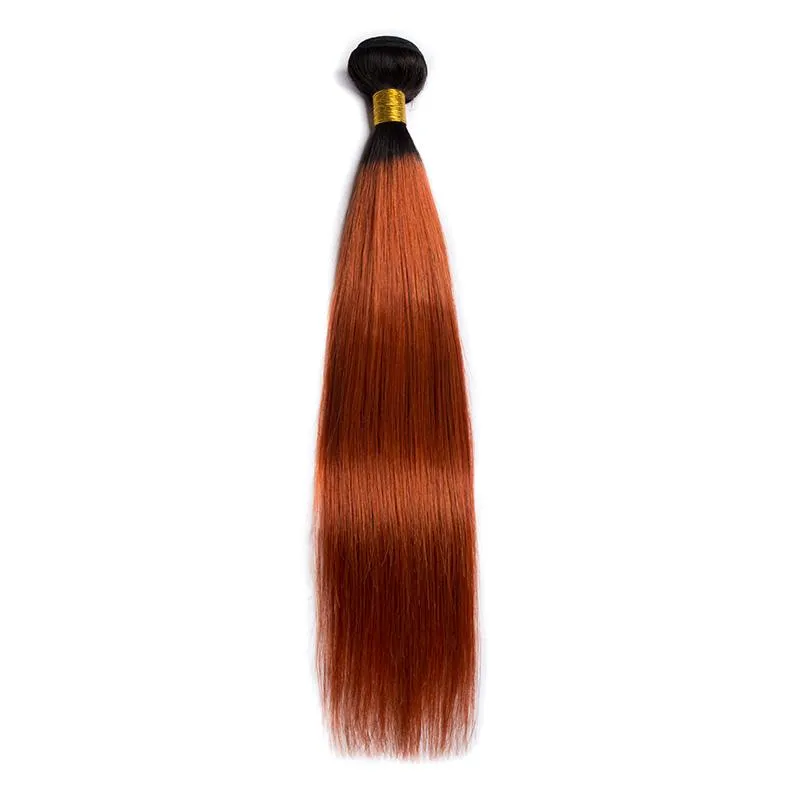 Modern Show Black Roots Dark Ginger Hair Straight Brazilian Human Hair 1 Bundle