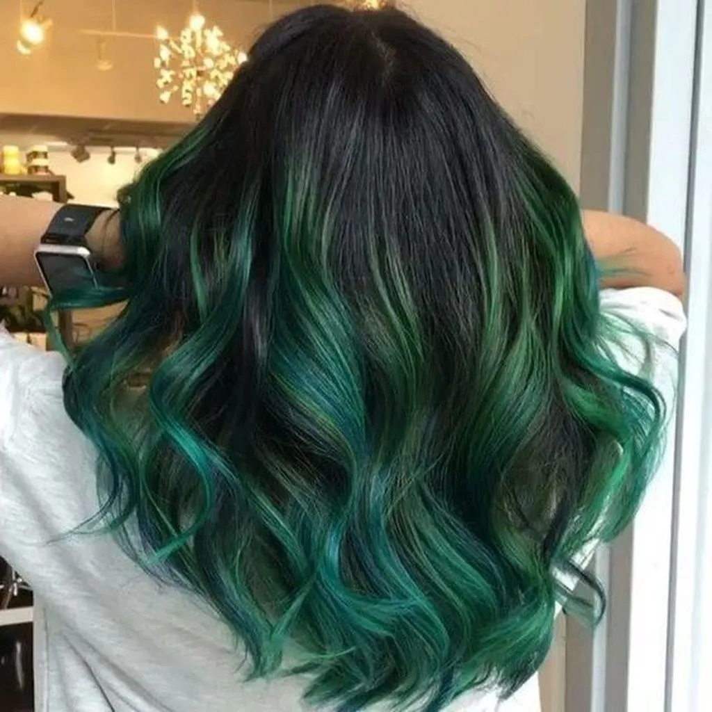 Modern Show Black Roots Green Brazilian Human Hair Body Wave 1 Bundle