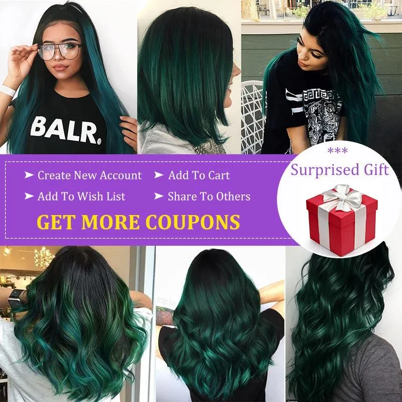 Modern Show Black Roots Green Hair Brazilian Straight Human Hair Weave 3 Bundles
