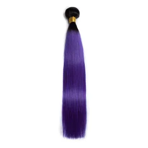 Modern Show Black Roots Purple Hair Straight Brazilian Human Hair Weave 1 Bundle