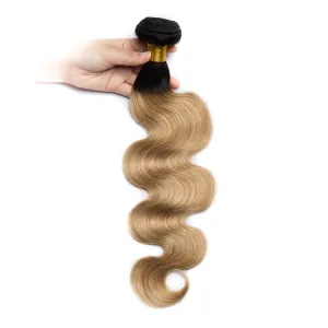 Modern Show Black Roots Strawberry Blonde Body Wave Hair 1 Bundle Brazilian Human Hair Weave