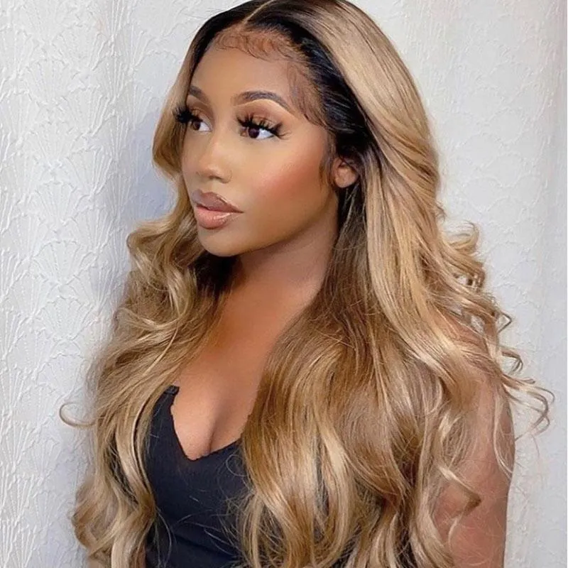 Modern Show Black Roots Strawberry Blonde Body Wave Hair 1 Bundle Brazilian Human Hair Weave