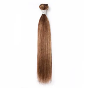 Modern Show Brown Hair With Strawberry Blonde Highlights Hair Straight Brazilian Human Hair Weave 1 Bundle