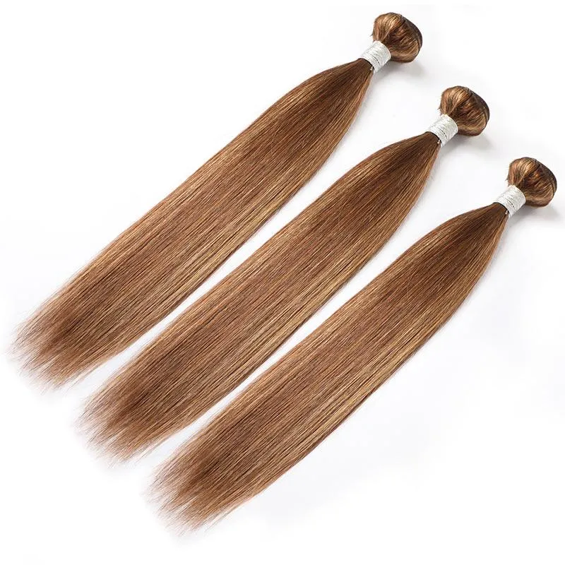 Modern Show Brown Hair With Strawberry Blonde Highlights Hair Straight Brazilian Human Hair Weave 1 Bundle