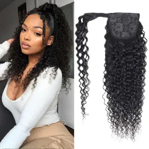 Modern Show Kinky Curly Human Hair Velcro Ponytail Brazilian Hair Wrap Around Ponytail Hair Extensions