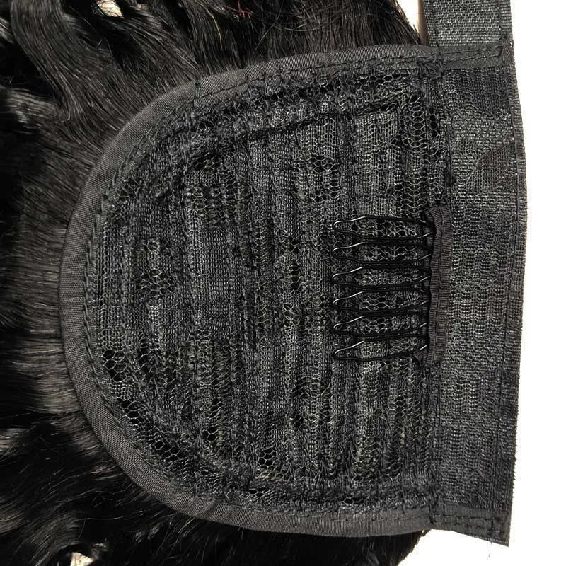 Modern Show Kinky Curly Human Hair Velcro Ponytail Brazilian Hair Wrap Around Ponytail Hair Extensions
