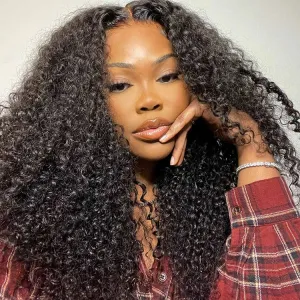 Modern Show Long Glueless U Part Wig Kinky Curly Natural Scalp Human Hair Wigs Without Leave Out