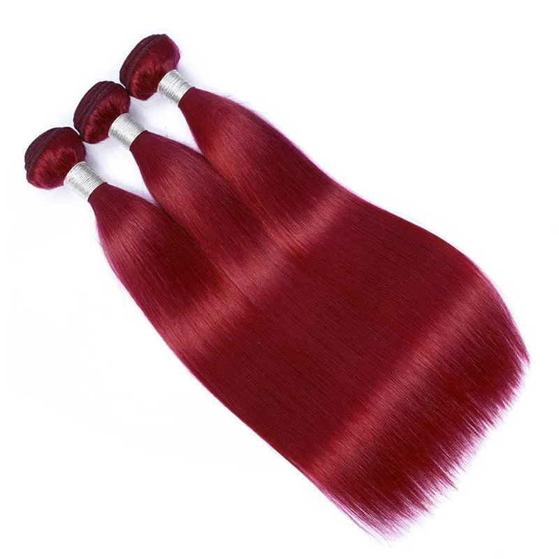 Modern Show Long Straight Burgundy Hair Human Hair Brazilian Weave 3 Bundles