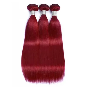Modern Show Long Straight Burgundy Hair Human Hair Brazilian Weave 3 Bundles