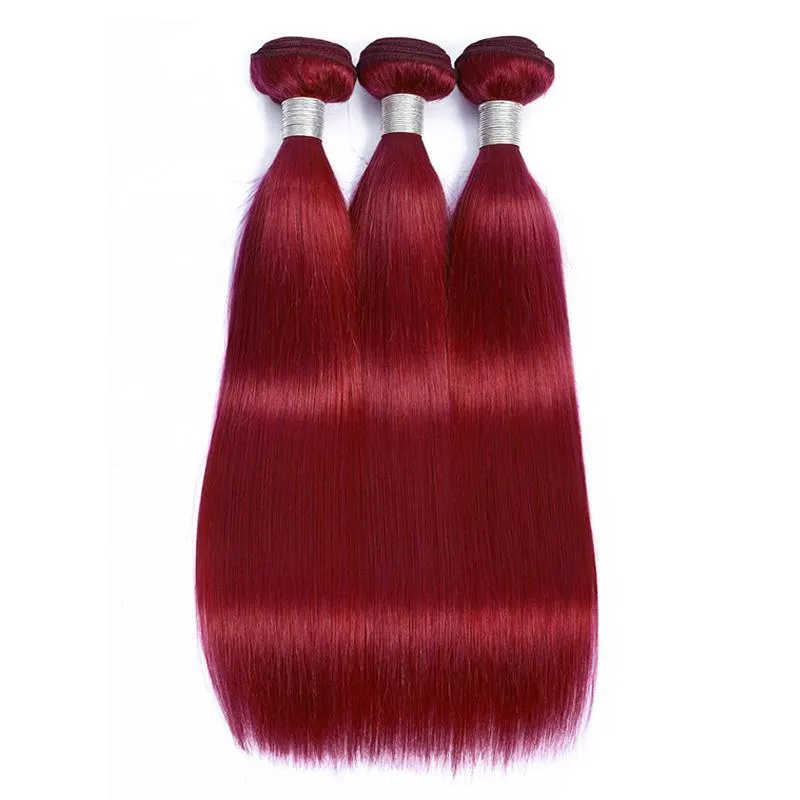 Modern Show Long Straight Burgundy Hair Human Hair Brazilian Weave 3 Bundles