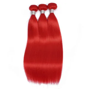 Modern Show Red Colored Hair Straight Brazilian Human Hair Weave 3 Bundles